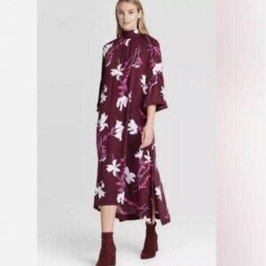 Prologue SZXXL Wine Floral Tie Neck Dress Career Modern Interview Travel Comfy